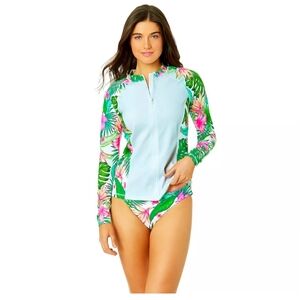 Juniors' Hurley Zip Front Swim Rash guard - Medium